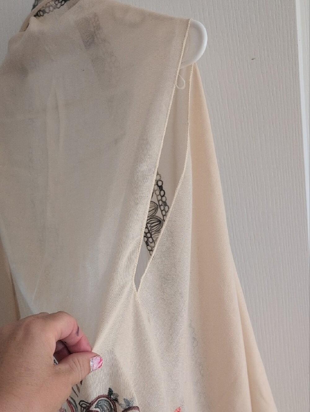 479 - 🌸 Boho Embroidered Duster Vest | Ethereal Cottagecore Kimono Cover-Up | - Picture 6 of 10